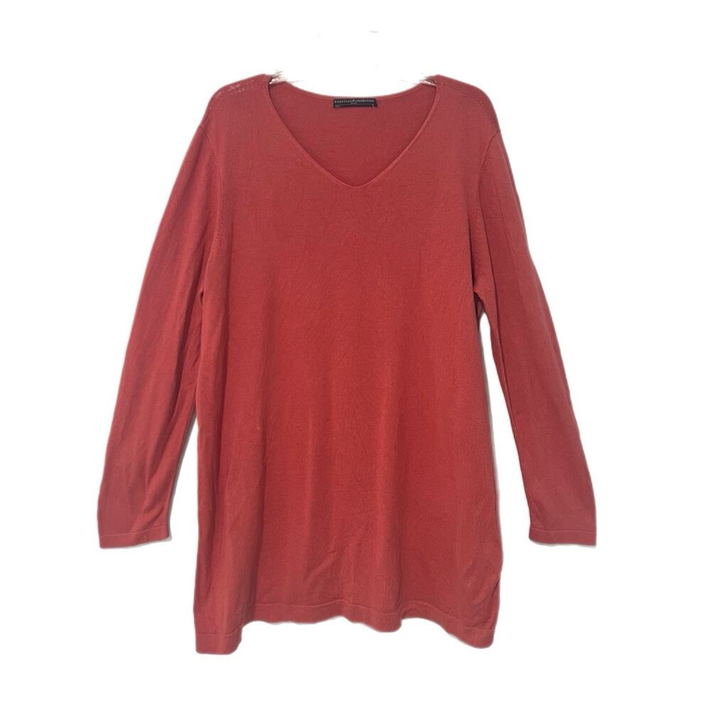 Peruvian Connection Long Line Sweater Pullover Size XL Pima Cotton Rust Orange